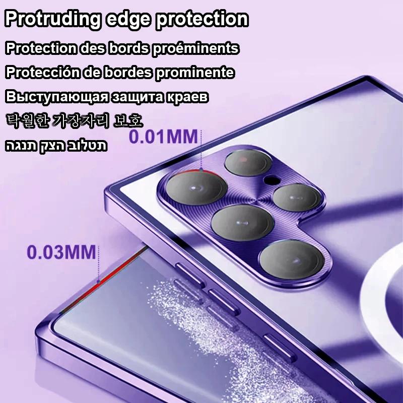 Original Wireless Magnet Plating Cover For Magsafe Case For Samsung Galaxy S24 Ultra S21 S23 Fe S22 Plus Full Camera Protection Case