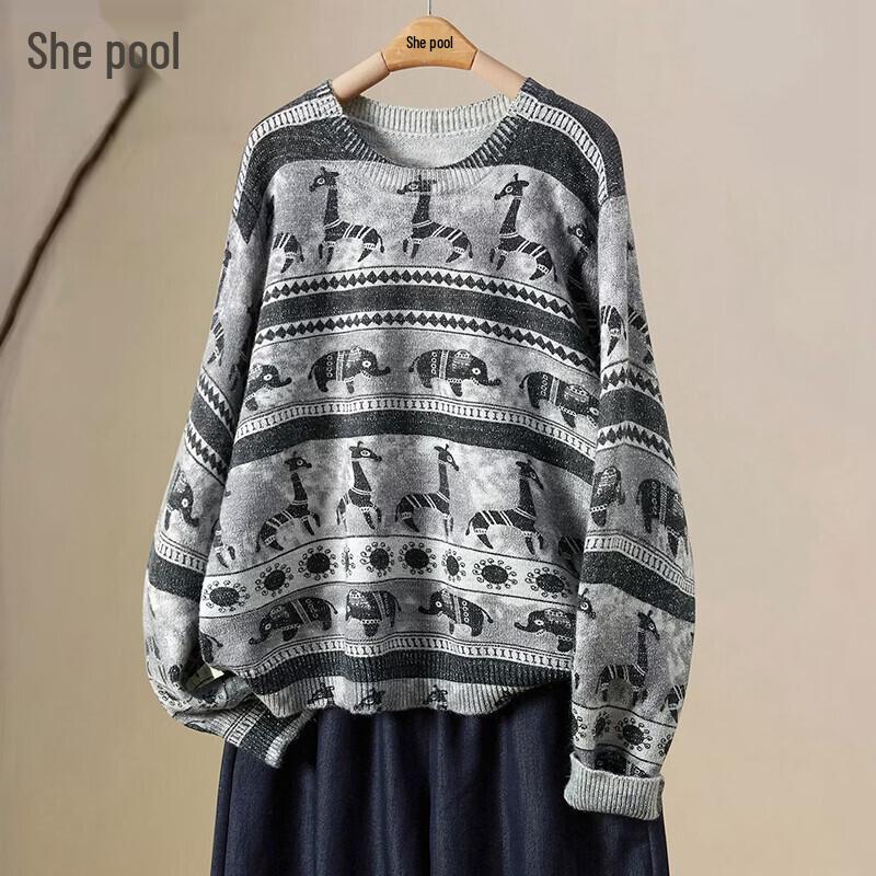 Women s Fair Isle Pattern Knit Sweater One Size