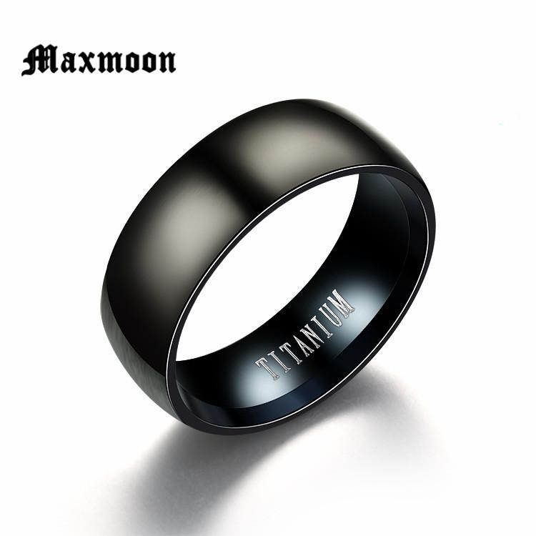 

Maxmoon Fashion Black Titanium Ring Men Matte Finished Classic Engagement Jewelry Rings for Male Wedding Bands Anillos 2018 6