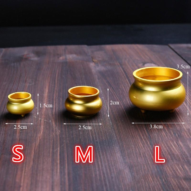 Pure Copper Gold Lotus Flower Incense Burner Mini Small Incense Stick Holder Aromatherapy Censer for Temple Teahouse Home Decor