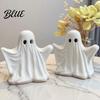 Vintage Style Figurine Halloween Ghost Figurine Spooky Cute Statue Retro White Small Windowsill Decor Ornament for Home Tabletop Fireplace