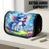 1pc Double Layer Flip Pencil Case, Forest Unicorn, Large Capacity, Portable Polyester Pen Storage Bag with Zipper Closure, Ideal for School & Office S