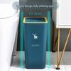 High-Capacity Press-Open Trash Can with Lid for Kitchen & Living Room - Stylish & Popular