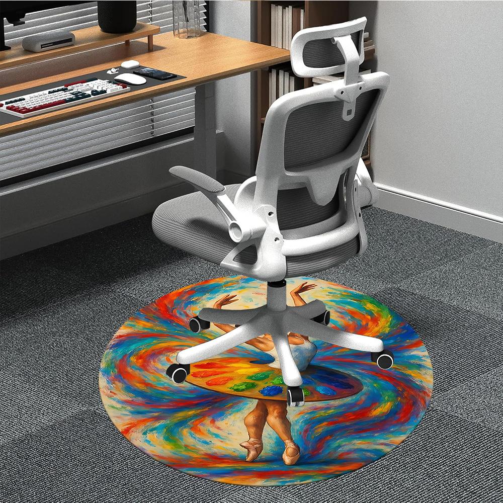 

1pcDance Palette Office Round Area Rug, Indoor Mat Suitable ForOffice, Under Office Chairs Bedroom Living Room Home Decor, Room Deco 065 80cm by 80cm