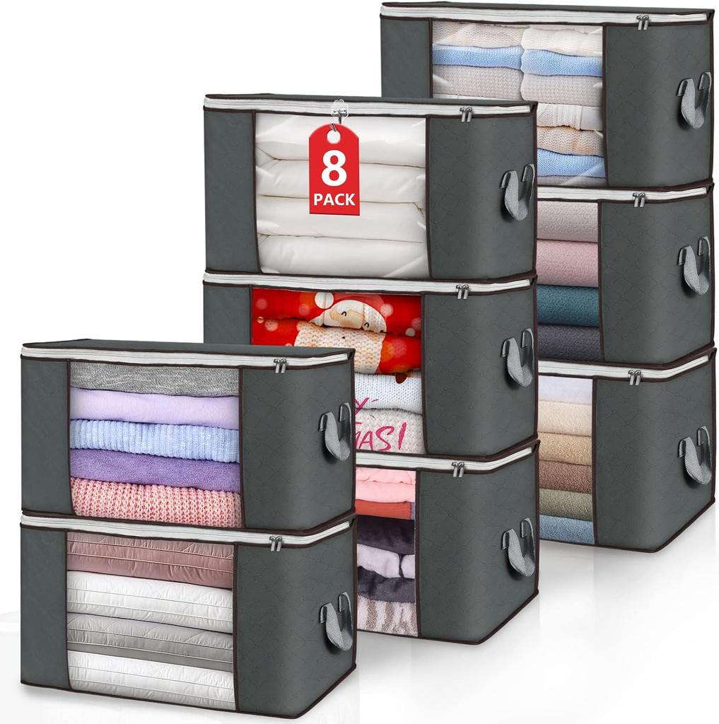 Large Storage Bags,  Clothes Storage Bins Foldable Closet Organizers Storage Containers for Clothing Blanket Comforters Bed Sheets Pillows and Toys