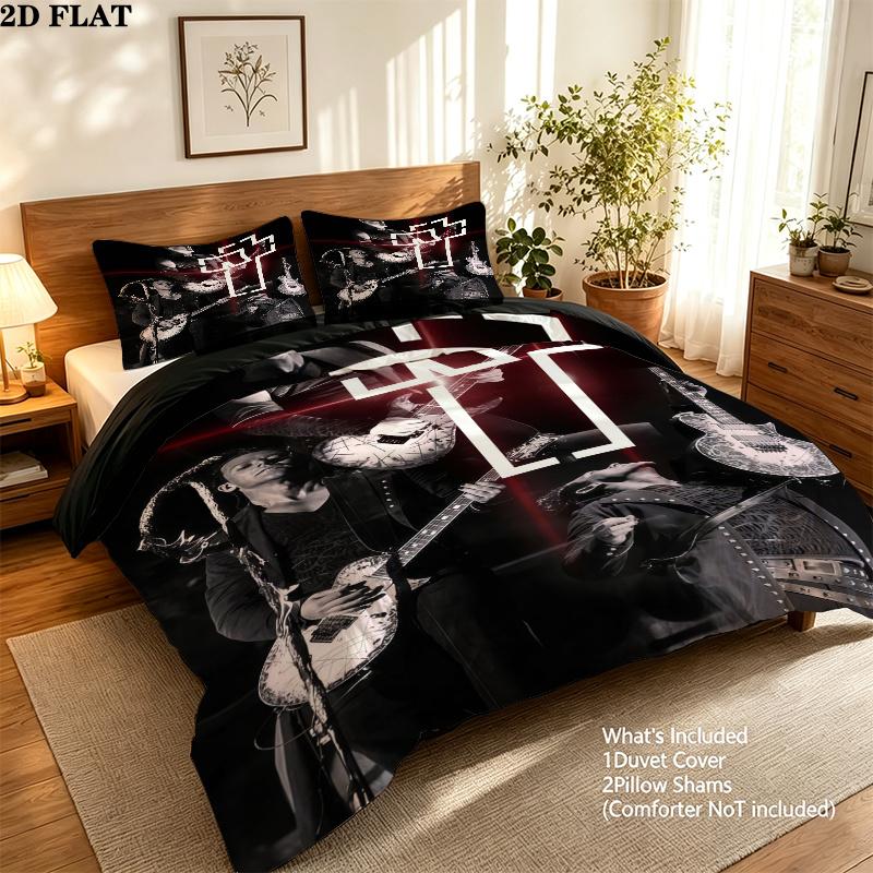 Rammstein Bedding Quilt Set Quilt Cover Pillowcase Home Decoration Birthday Gift (1 * duvet cover + 2 * pillowcase, without core)