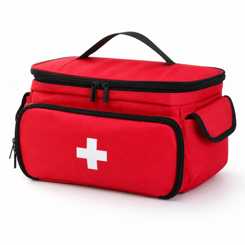 First Aid Storage Bag Oxford Cloth Medicine Organizer With Compartments Handle And Zipper Pockets For Home Travel Emergency Supplies