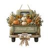 Rustic Pumpkin Truck Door Ornament Harvest Hanging Sign for Front Door, Wooden Fall with Distressed Wood Hemp Rope, Farmhouse Welcome Sign,