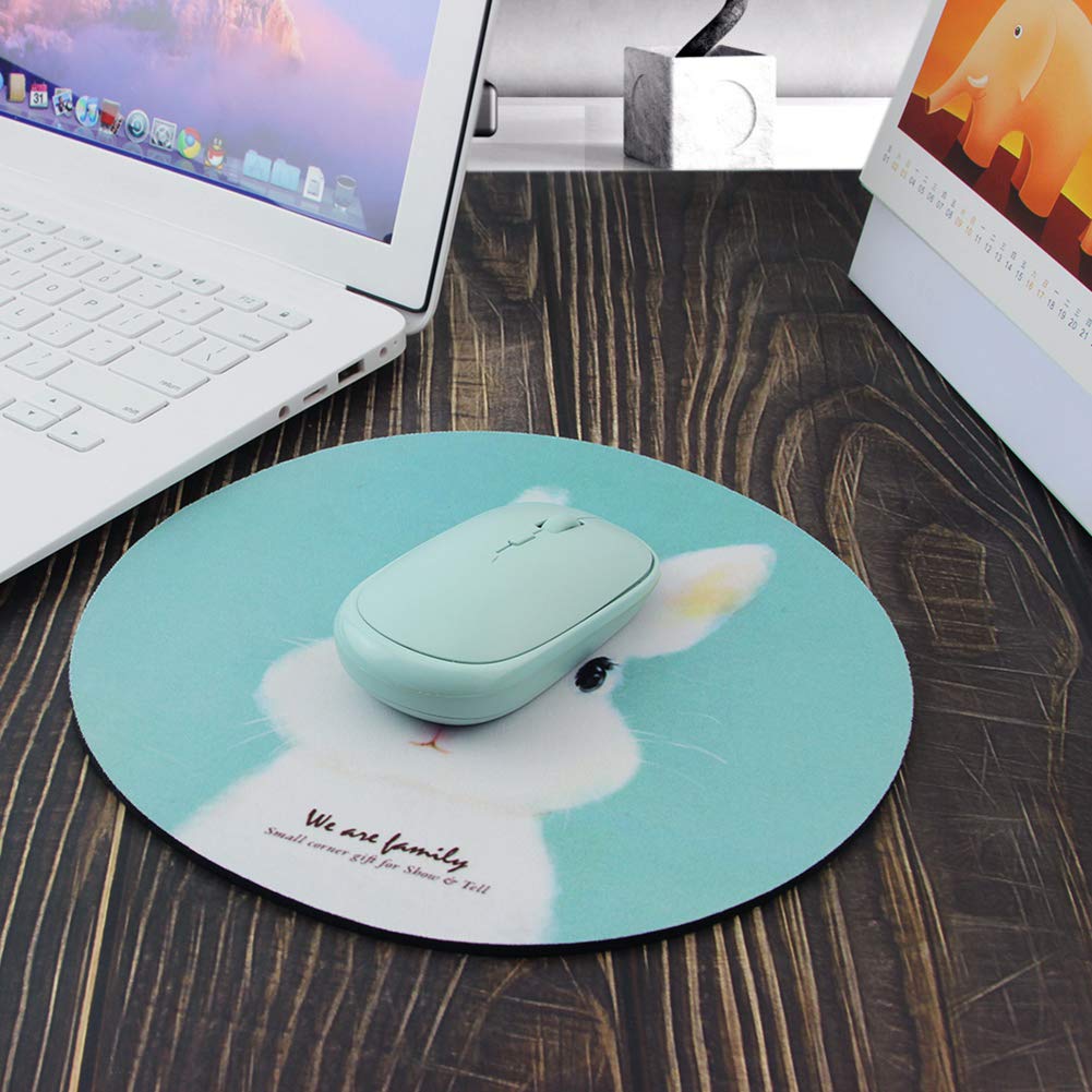 Rund Mus Söt Kanin Gummi Spelmus för Runt Skrivbord Populär Grön Matta, Unik, Snygg, Mönster, Flexibel, Baksida, Matta, Datorer, Matta,