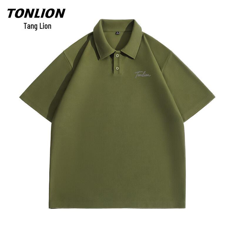TonLion Men's Waffle Knit Short Sleeve Polo Shirt