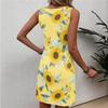 Robe d'été décontractée à fleurs pour femme, col rond, sans manches