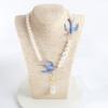 Beads Blue Enamel Swallow Necklace Bird Women's Jewelry Set Luxury Geometric Earrings  Evening