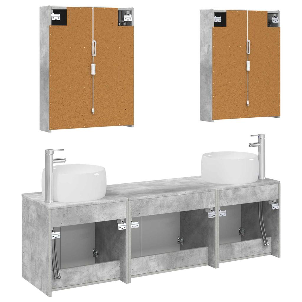 Bathroom Cabinet Set 5 Pcs Concrete Grey Particleboard