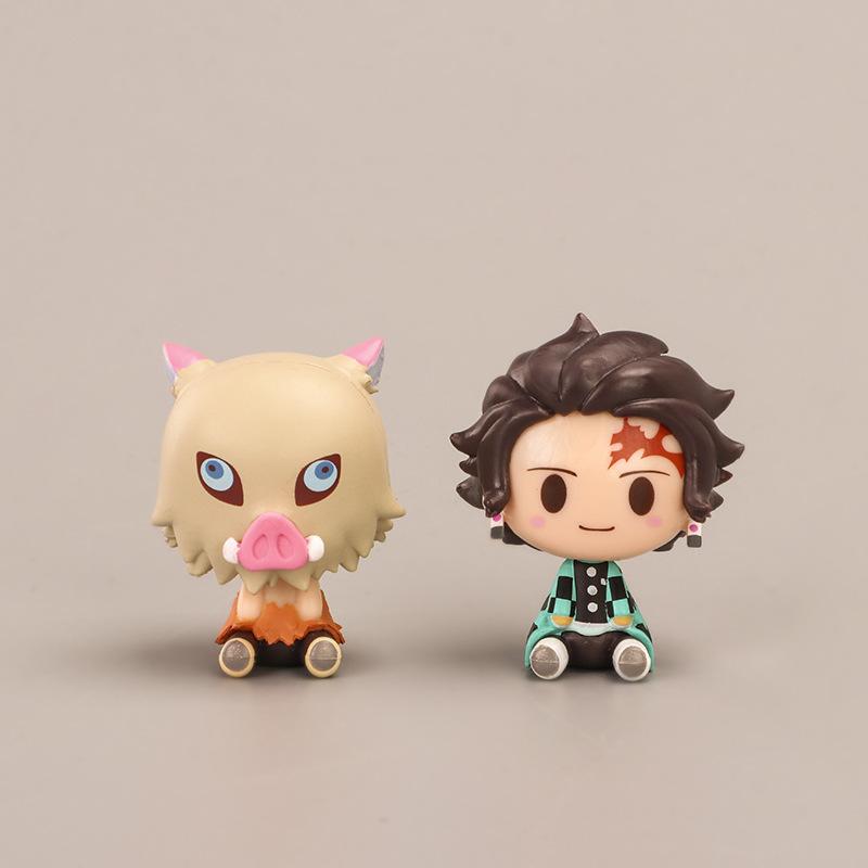 4Pcs/Set Demon Slayer Kamado Tanjirou Nezuko Figure Toys Q Version Kimetsu No Yaiba Agatsuma Zenitsu Action Figurine Model Dolls