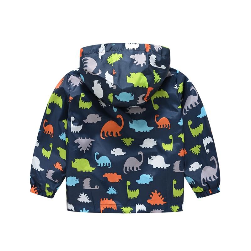 2-9 Years Kids Spring Autumn Thin Hooded Coat Printed Zipper Outwear