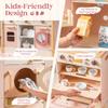 Robotime Robud Kids Corner Kitchen Playset Wooden Play Kitchen Set With Realistic Sound Pretend Play Gift For Boys Girls Pink