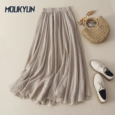 Kadın Pamuklu Fırfırlı A Kesim Etek, Elastik Bel - Japon ve Kore Tasarımı