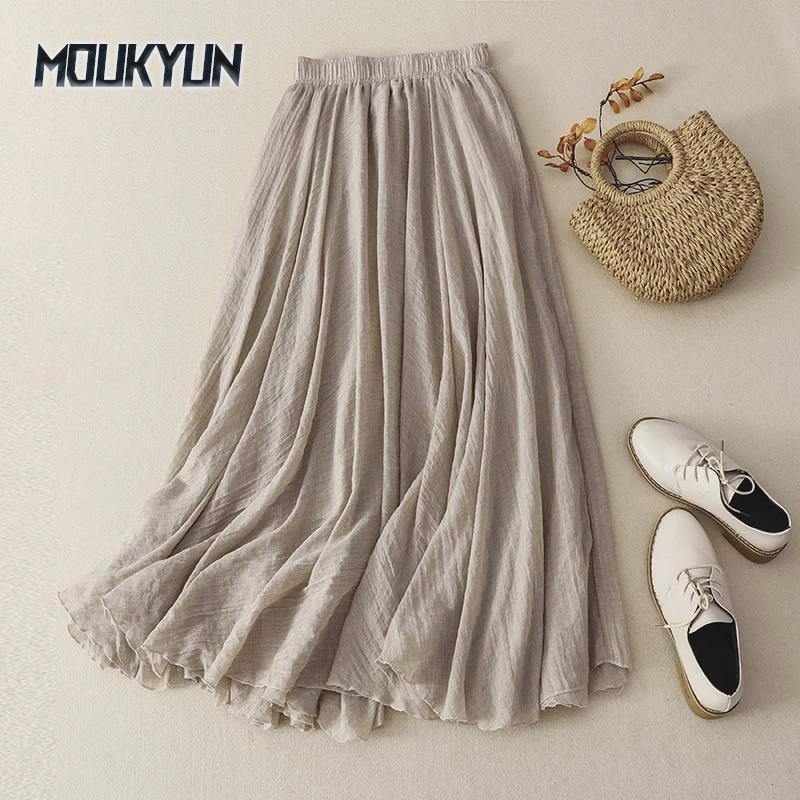 Dame Bomull Skjørt med Volanger A-linje med Elastisk Midje - Japansk & Koreansk Design