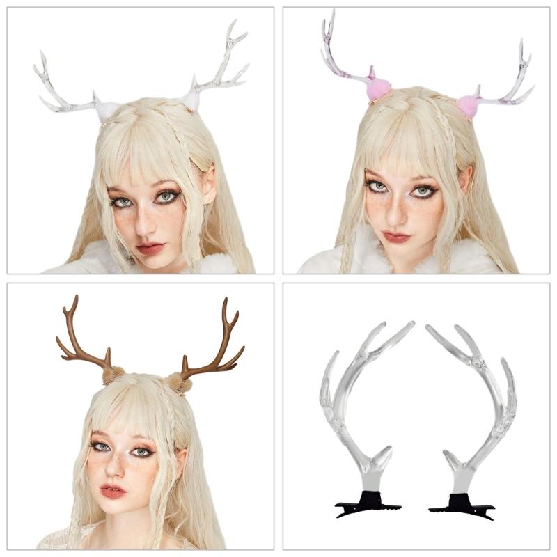 Y2k 90s Aesthetic Christmas Antler Hairpin for Woman Cute Ponytail Hair Clip