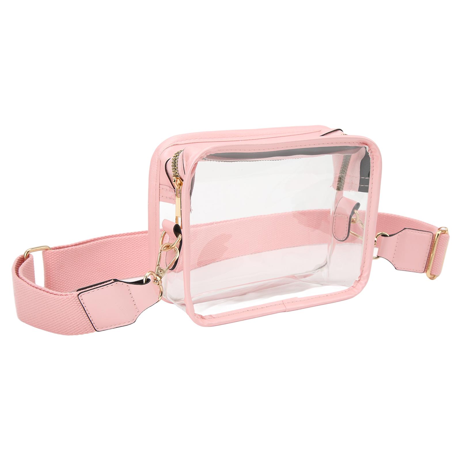 

Прозрачная сумка через плечо из ПВХ на молнии, водонепроницаемая, одобренная для стадионов, сумка для фитнеса и шопинга, розовая