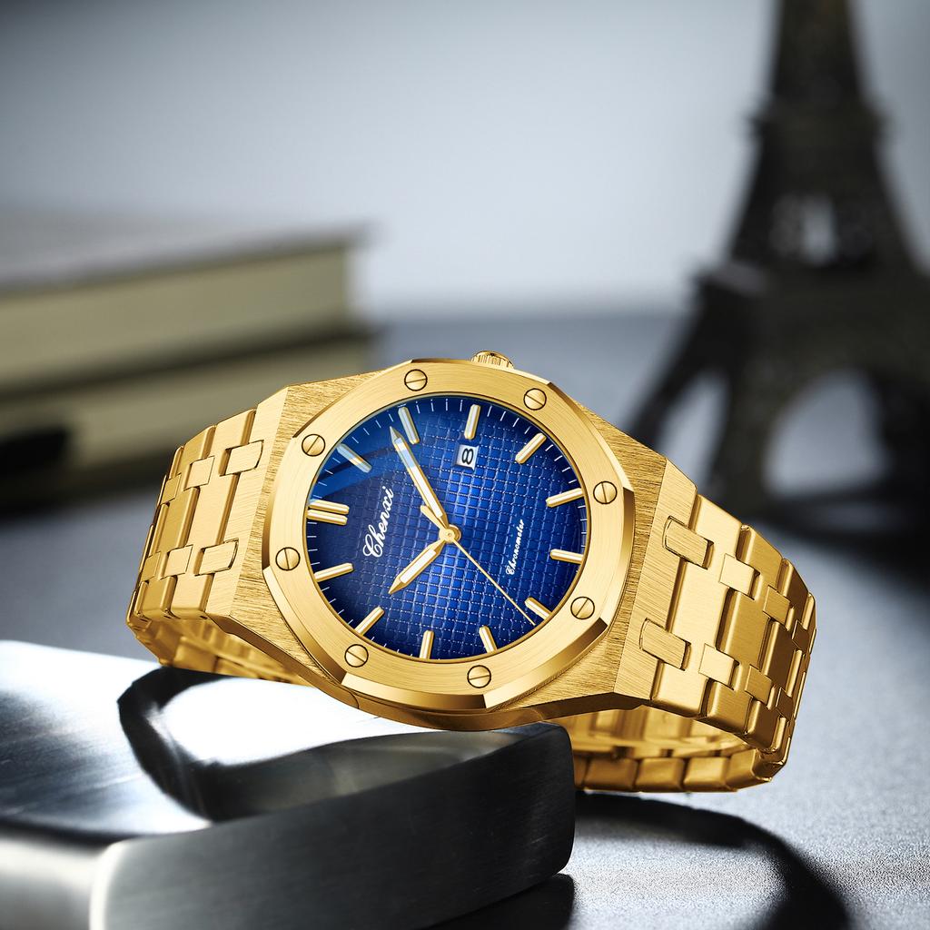 High-end Luxury Man Watch Original Watch Business Casual Gold Stainless Steel Luminous Date Waterproof Wristwatch Quartz Clock