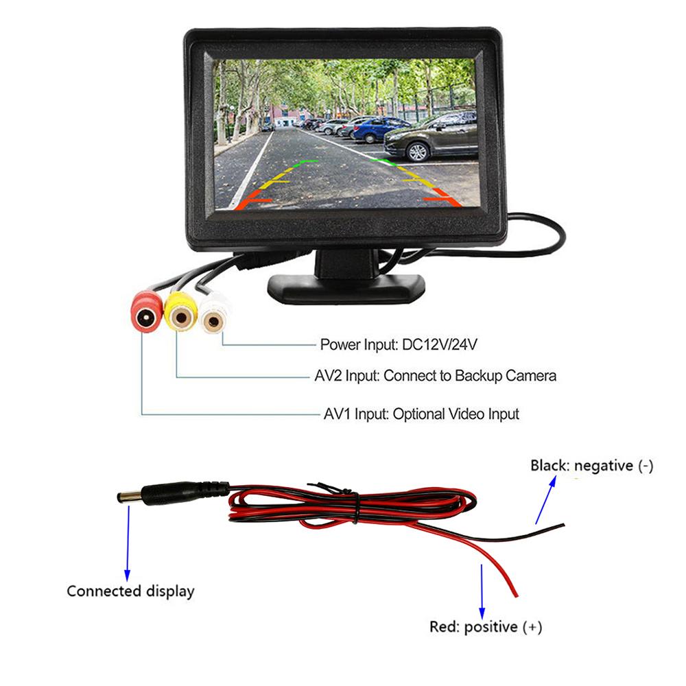 

RH-307 4.3-inch LCD Video Display Monitor with Straw Hat Camera (AV Cable) Rear View Parking System Kit Type A