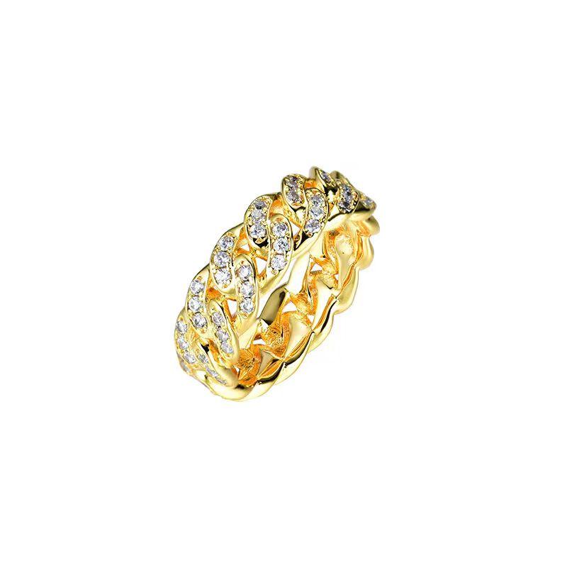 

Cuban Link Iced Out Moissanite Ring Copper Hip Hop Jewelry For Men Women 1.5mm білий