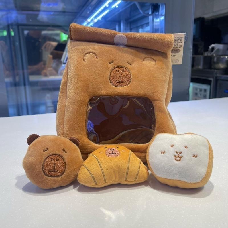 Capybara Snack Bag Plush Toys Capibala Detachable Plushie Bag Soft Cartoon Bread Doll Kawaii Birthday Christmas Gift for Friends