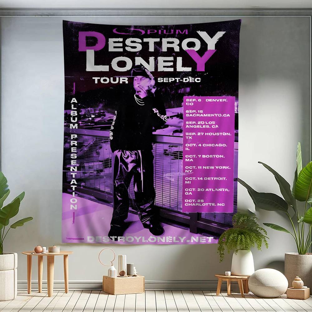 

Поп-хип-хоп рэпер Destroy Lonely Подвесной богемный гобелен Богемные настенные гобелены Мандала Кавайная декорация комнаты 74x94cm(29x37in)