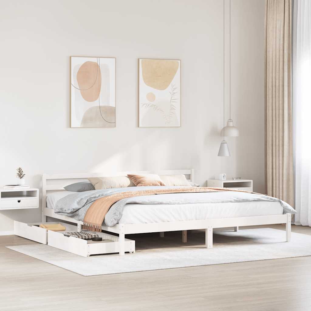 Solid Wood Bed without Mattress White 200x200 cm Pine Wood