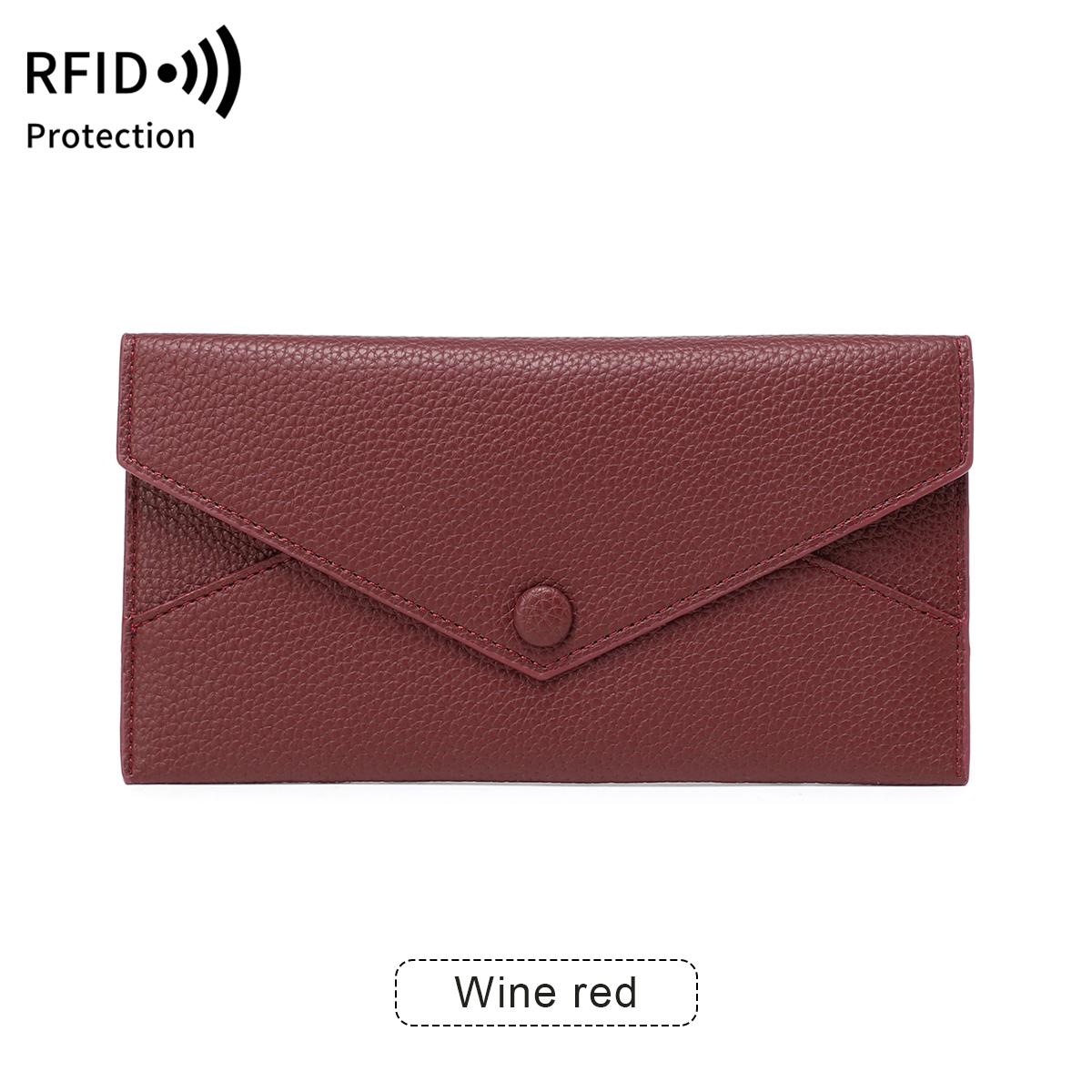 

Новий RFID Ультратонкий Жіночий Довгий Гаманець Конверт Пряжка Лічі Зернистість Клатч Велика Місткість Мульти-Відділення для Карт Монетниця Жіночий Гаманець