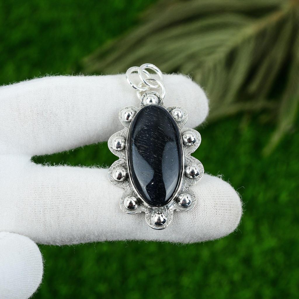 Oval Nellite Stone 925 Silver Anniversary Bezel Elegant Trendy Pendant Jewelry