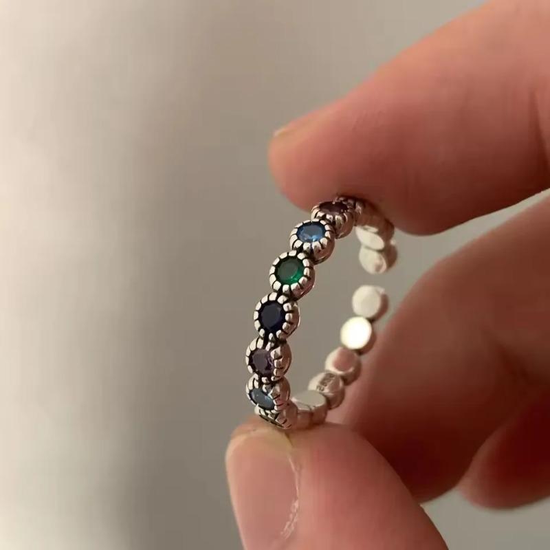 Sam Panda 925 Silver Rings For Women Men Fine Jewelry Finger Adjustable Open Vintage Chain Ring For Party Birthday Gift