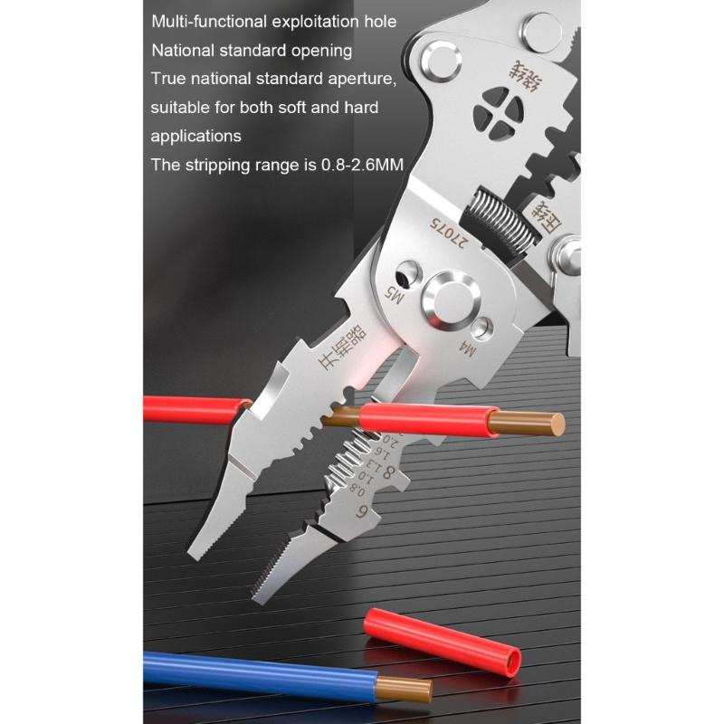 Foldable Wire Stripper Crimping Pliers Tool Multi Function Design For Electrician Work With Compact Steel Construction