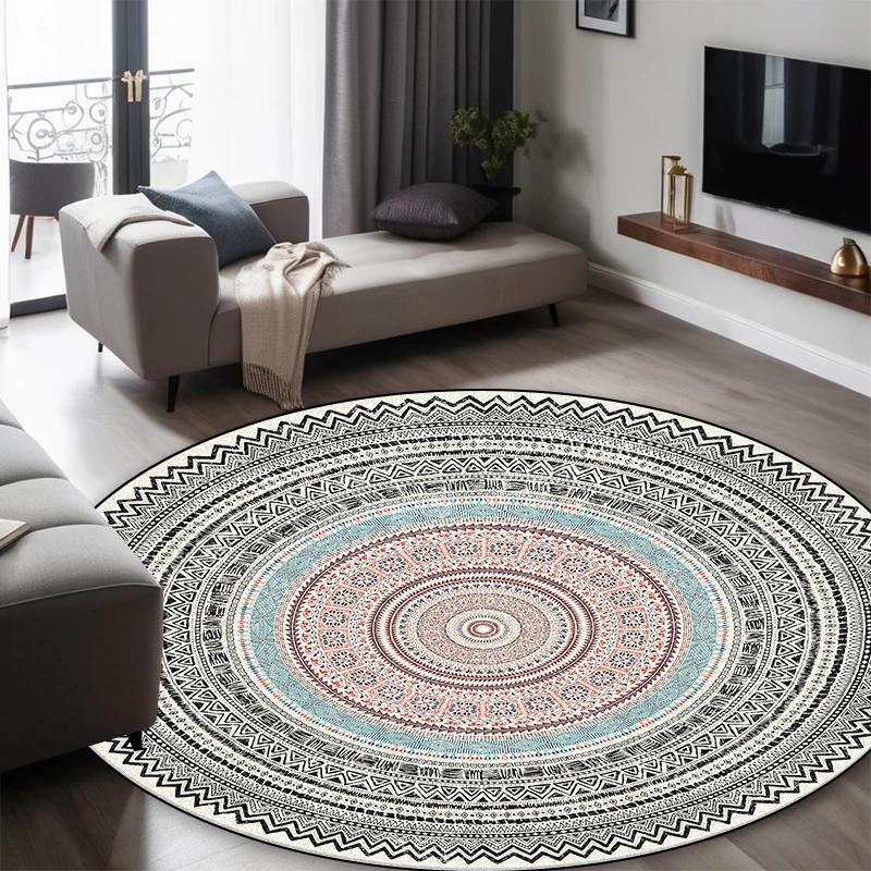Round Short Pile European Carpets for Living Room Decoration Rugs for Bedroom Decor Carpet Non-slip Area Rug Persia Floor Mats