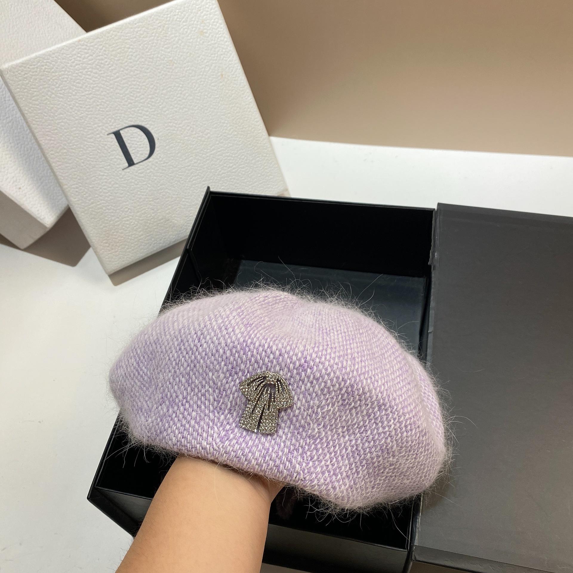 

Женский вязаный берет из меха ангорского кролика, зимний шерстяной берет, универсальная шапка для девочек, теплая шапка-бини для девочек