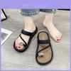 Stylish Women's Summer Flip Flops With Thick Sole High Platform And Non-slip Design In Black And Beige