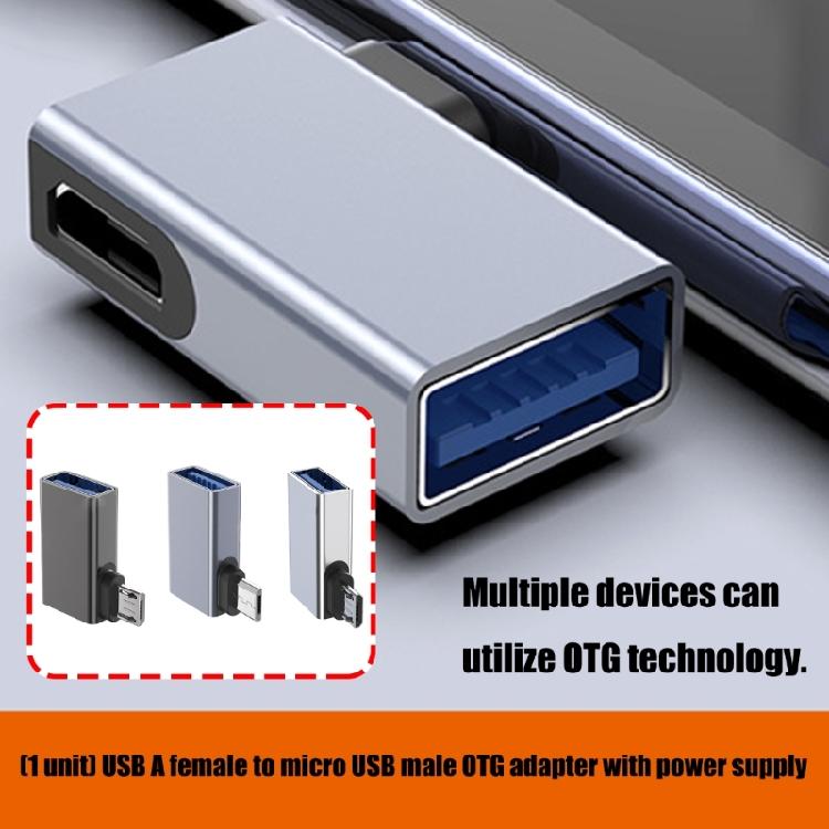 Space Saving Right Angle USB A to MicroUSB OTG Converters Direct Charging And Peripherals Control On Smartphones Tablets