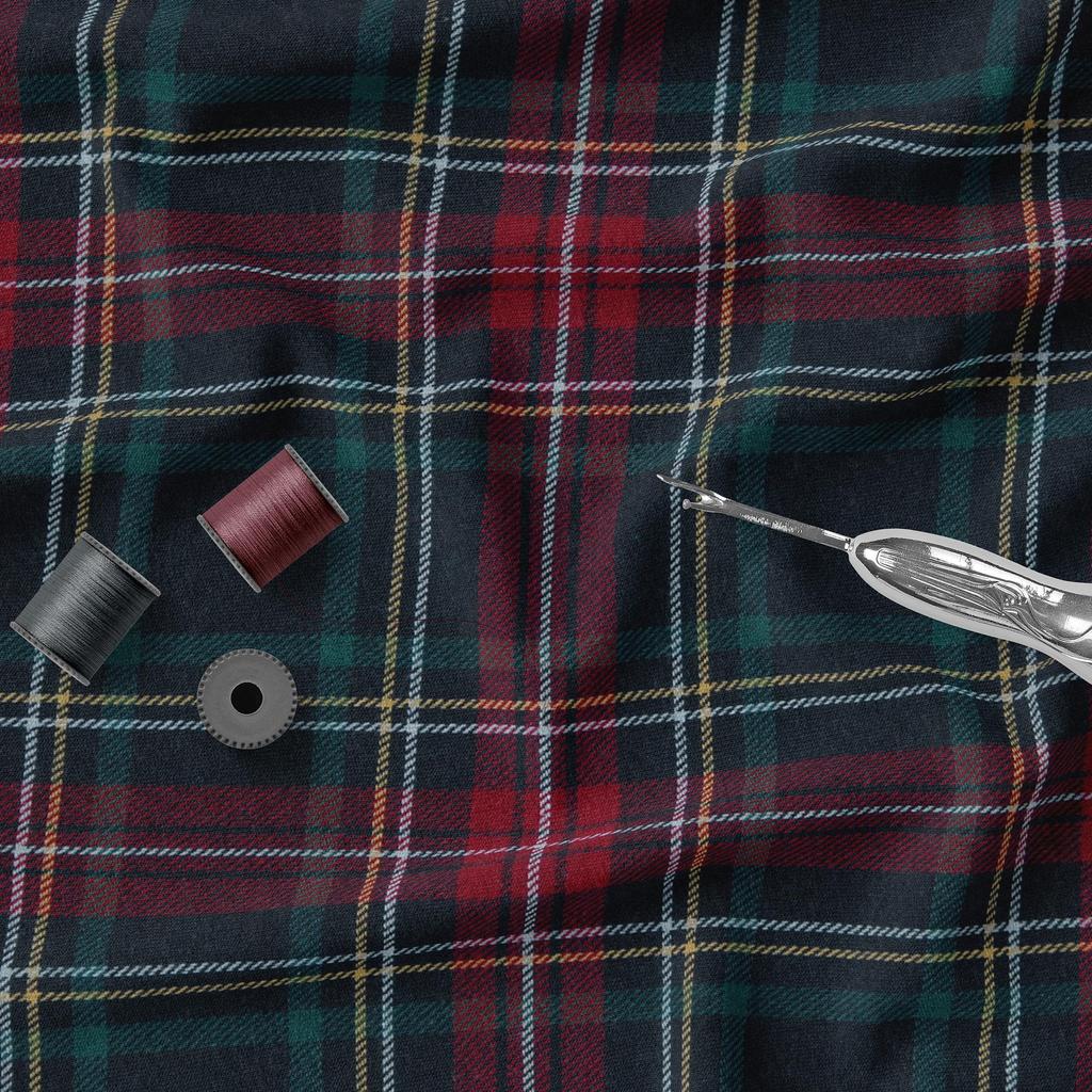 Tkanina bawełniana w kratkę w kolorze zielono-czerwonym, 180 GSM, szerokość 145 cm