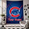 Wall Hanging Tapestry With Custom Name & Text, Chicago Cubs Decorative Tapestry For Bedroom