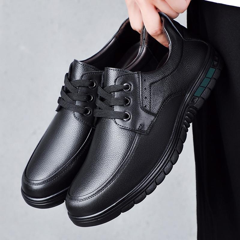 Men's Leather Shoes Leather Business Casual Men's Spring and Autumn Non-slip Soft Bottom Breathable Middle-aged Dad Shoes