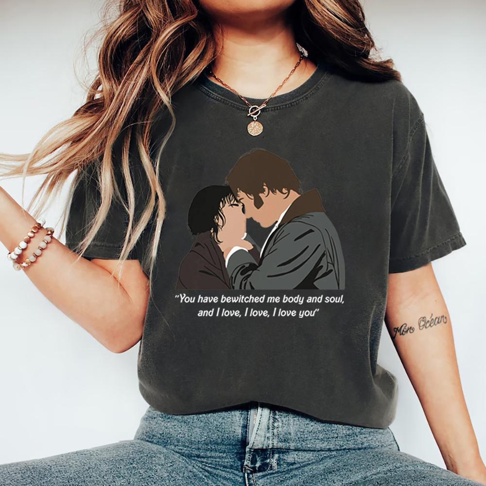 Pride and Prejudice T-Shirt Jane Austen Shirt Mr Darcy Tee Women Short Sleeve T-shirts You Bewitched My Body and Soul T Shirts