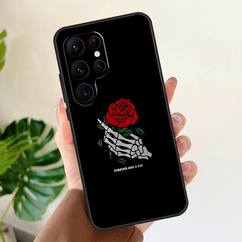 Skeleton Hand Rose Gothic Soft Case For Samsung Galaxy S21 S22 S23 S24 S25 Ultra S9 S10 Plus S20 FE S24 FE Phone Cover