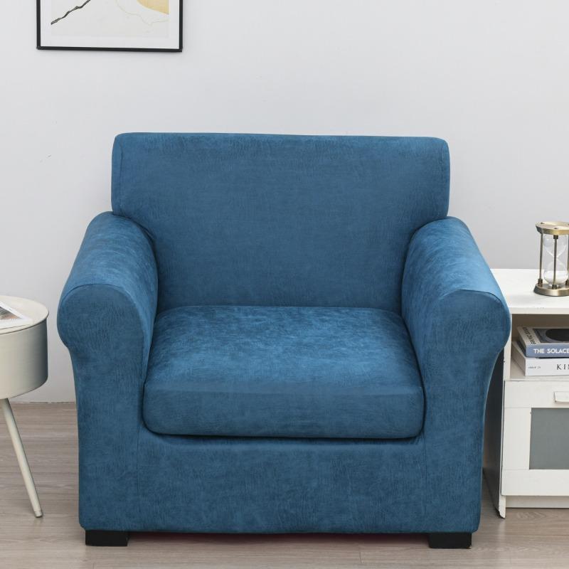 Couchbezug im Kunstleder-Look Stretch Einzelsofa Sessel Überwurf Möbelbeschützer Weich mit elastischem Boden Sesselbezug