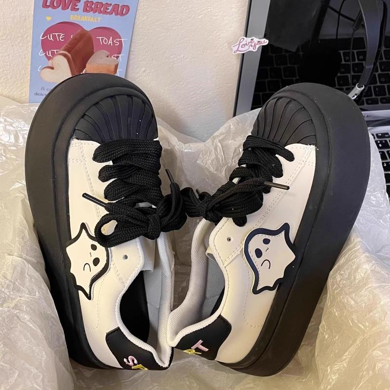 Board Shoes Small White Shoes Shell Head Thick Soled Board Shoes Women