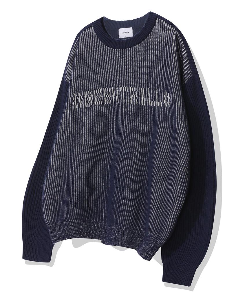 BEENTRILL Jacquard Logo Two-Tone Knit (Navy)