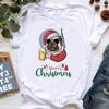 Santa Claus Riding A Dolphin Print Tshirt for Girls White Casual Christmas Gift Tshirt Fashionable Shortsleeved Tshirt Women