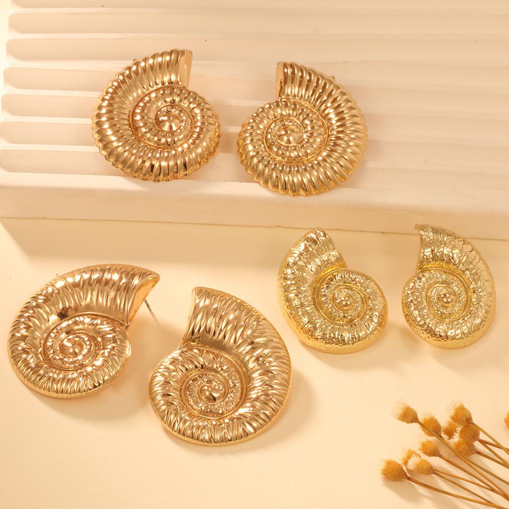 Europe and the United States Hot-selling Earrings, Personality Trend Exaggerated Spiral Conch Earrings, Creative Party Style Earrings Women