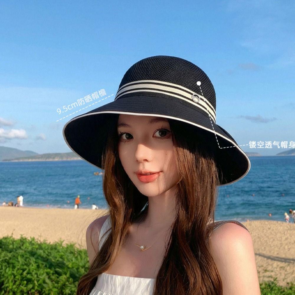 Large Bow Bow Fisherman Hat Wide Brim Straw Hat Elegant Sun Cap Travel