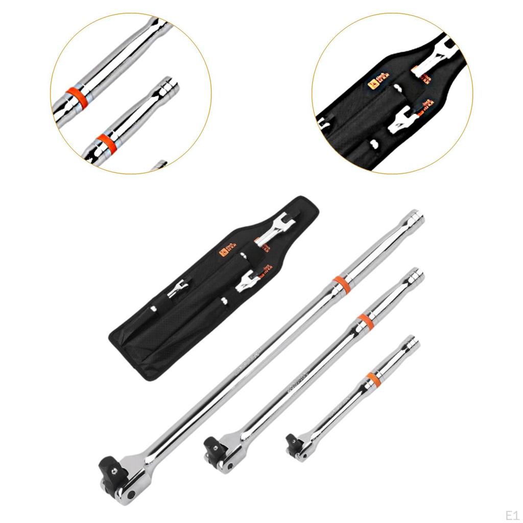 3 Pieces Breaker Bar Set Non Slip for Home Mechanics Motorcycle Maintenance
